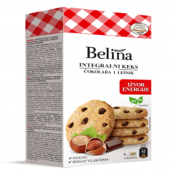 BELINA-INTEGRALNI KEKS SA ČOKOLADNOM I LEŠNIKOM 120G 